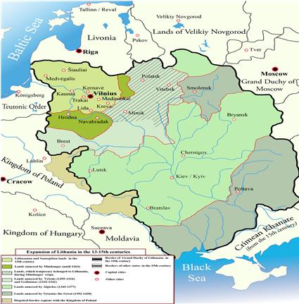 리투아니아대공국(13-15세기) 및 폴란드 지도