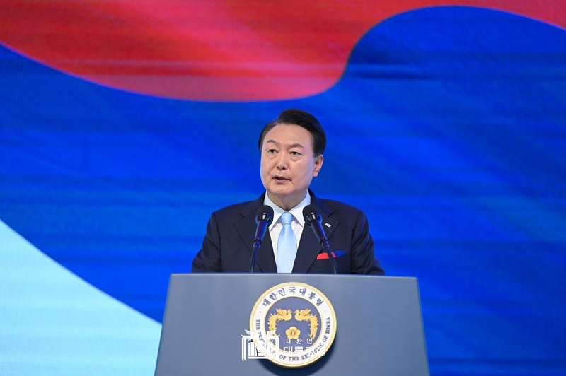 Выстуление Президента Юн Сок Ёл на церемонии в честь 78-ой годовщины со дня освобождения Кореи
