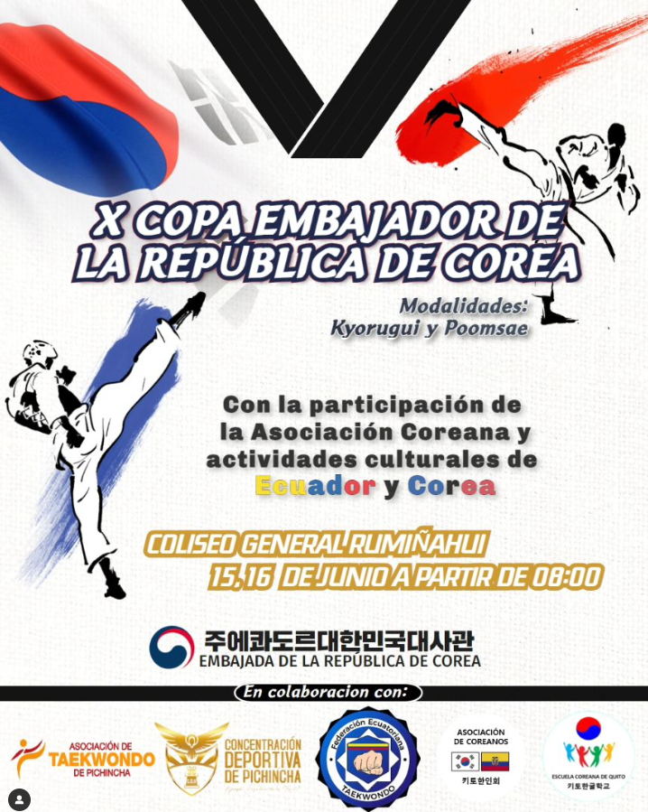 Aviso de la Celebración del 10º Campeonato de Taekwondo Copa Embajador (15-16 de junio)