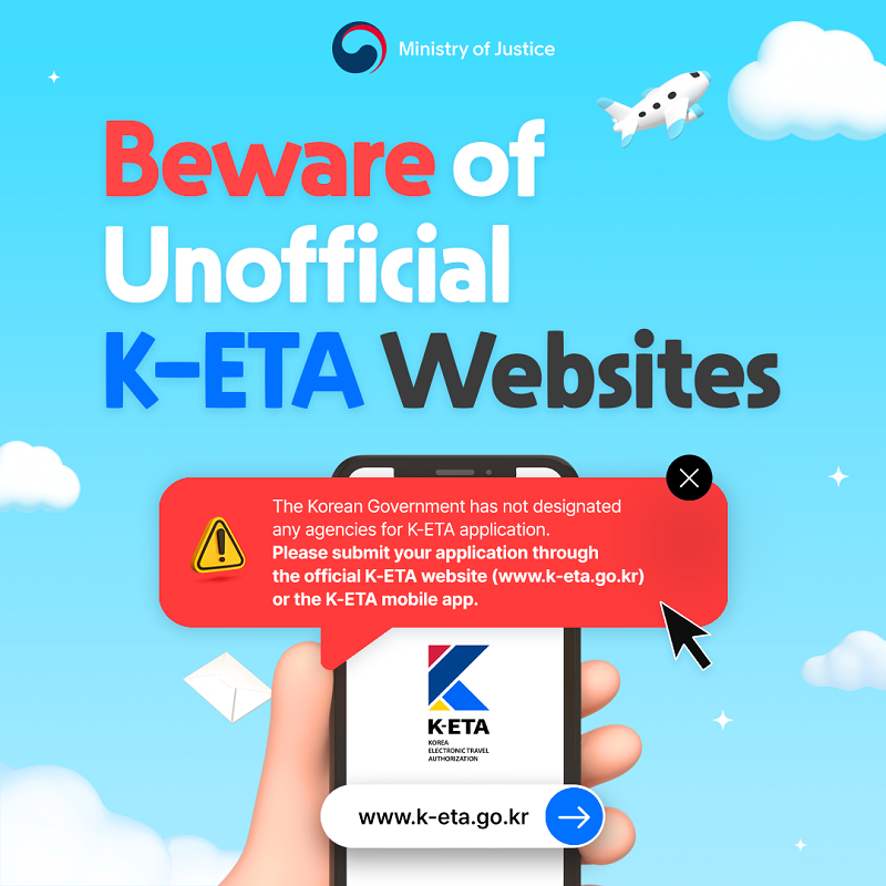 Precaución con sitios web no oficiales sobre la Autorización Electrónica de Viaje de Corea (K-ETA)