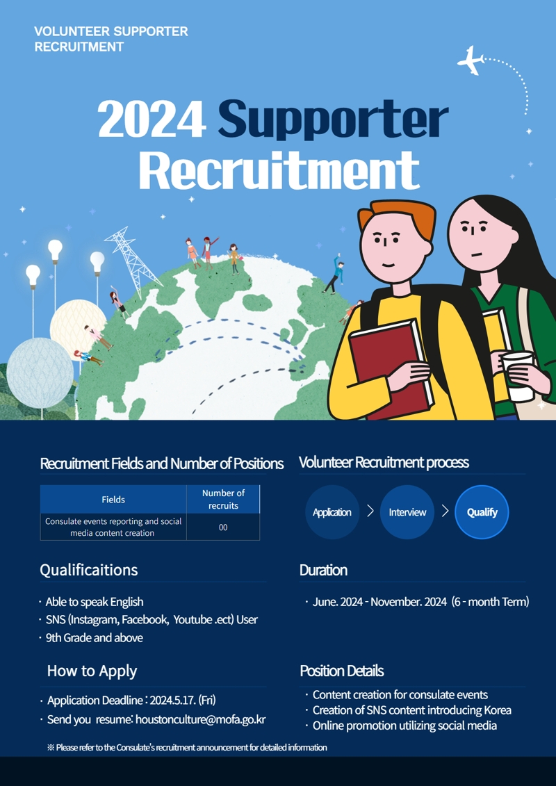 Recruitment Notice for volunteer Supporters of the Consulate General of