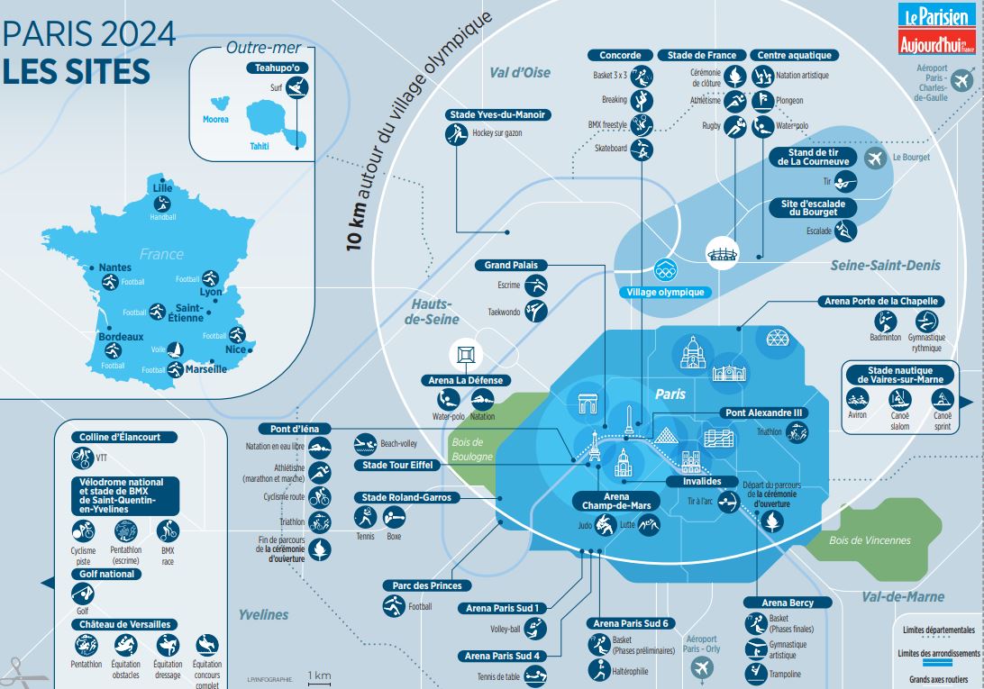 2024년 파리 올림픽 종목별 경기장 확정 상세보기|유용한 정보 주오이시디 대한민국 대표부