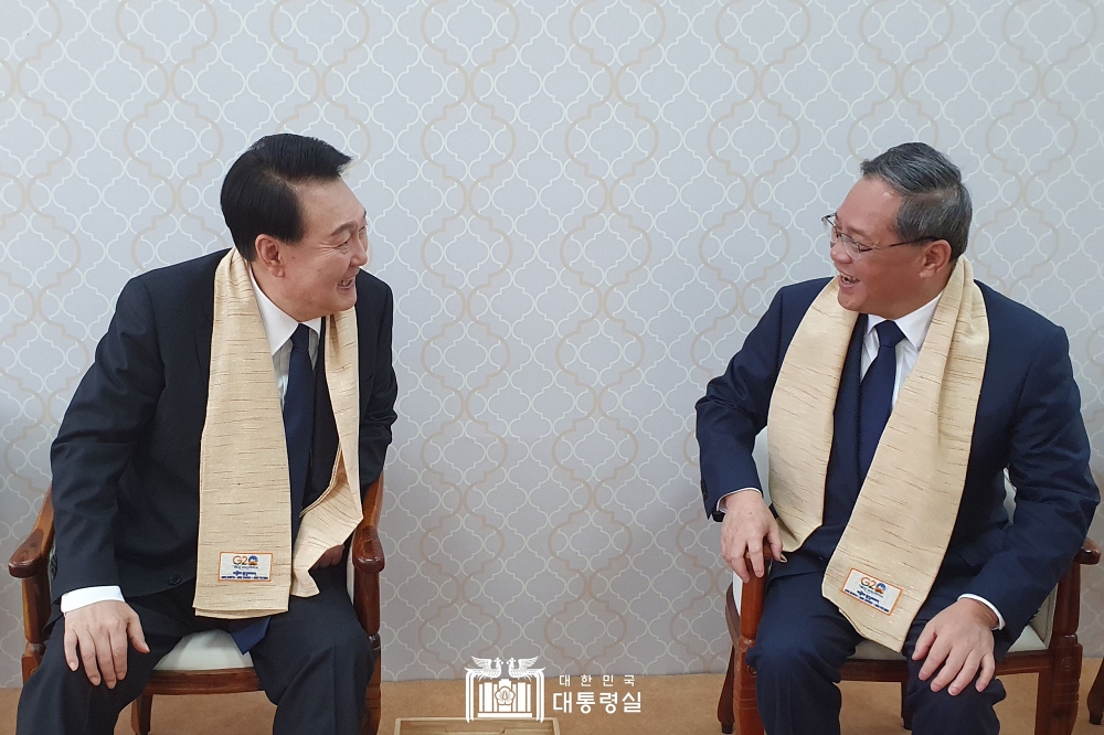 윤석열 대통령과 중국 리창 총리 환담
